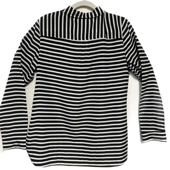 LOFT Black White Monochrome Striped Blouse Top - Picture 4 of 4